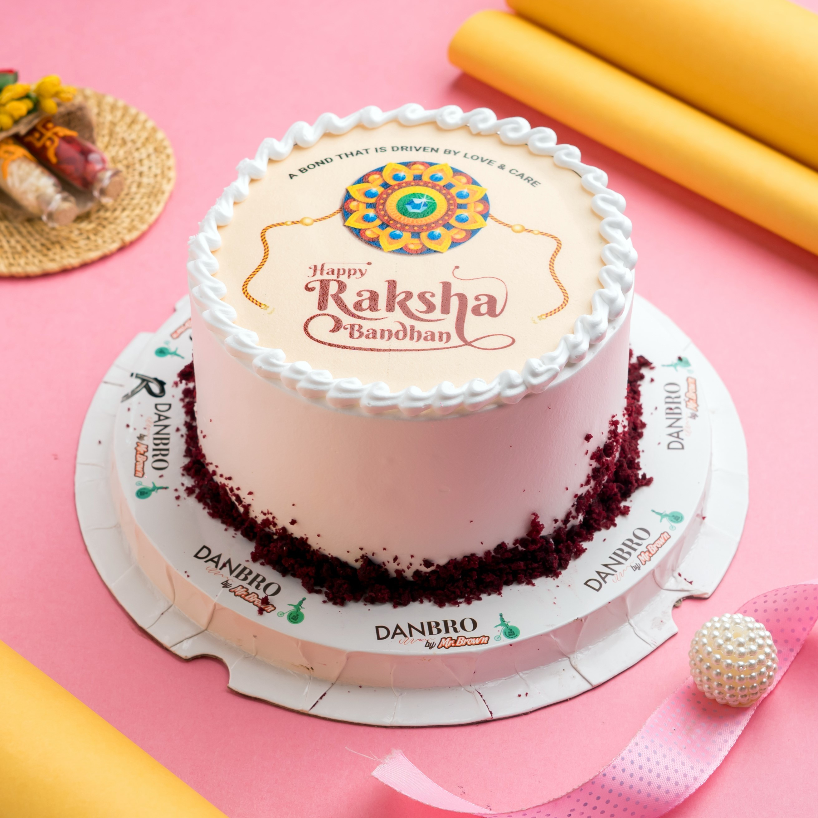 Happy Raksha Bandhan Red Velvet Cake Eggless 1 kg : Gift/Send Rakhi Gifts  Online HD1145074 el |IGP.com
