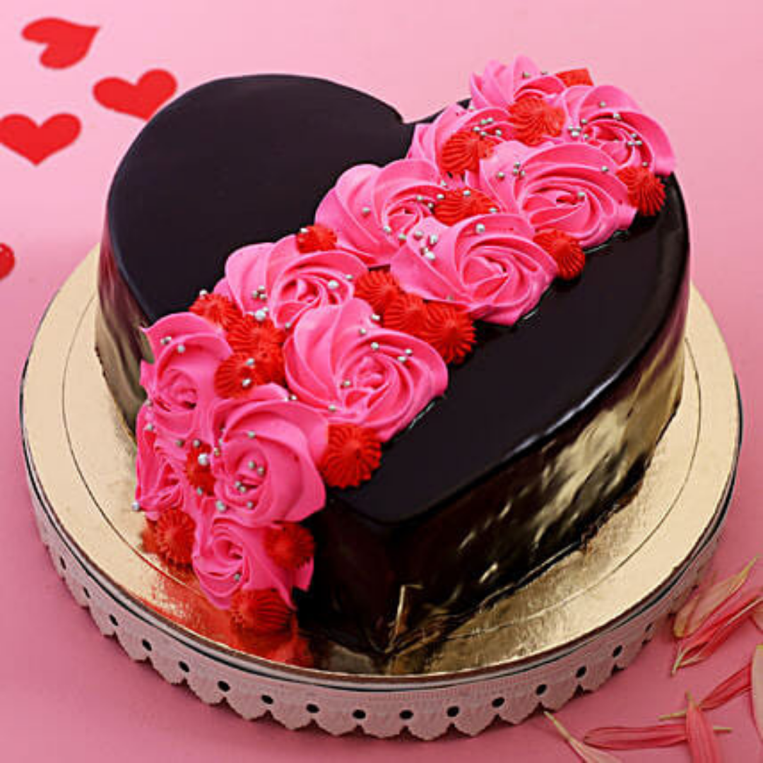 Buy Online 1 kg Heart shaped Chocolate Truffle Cake Send India