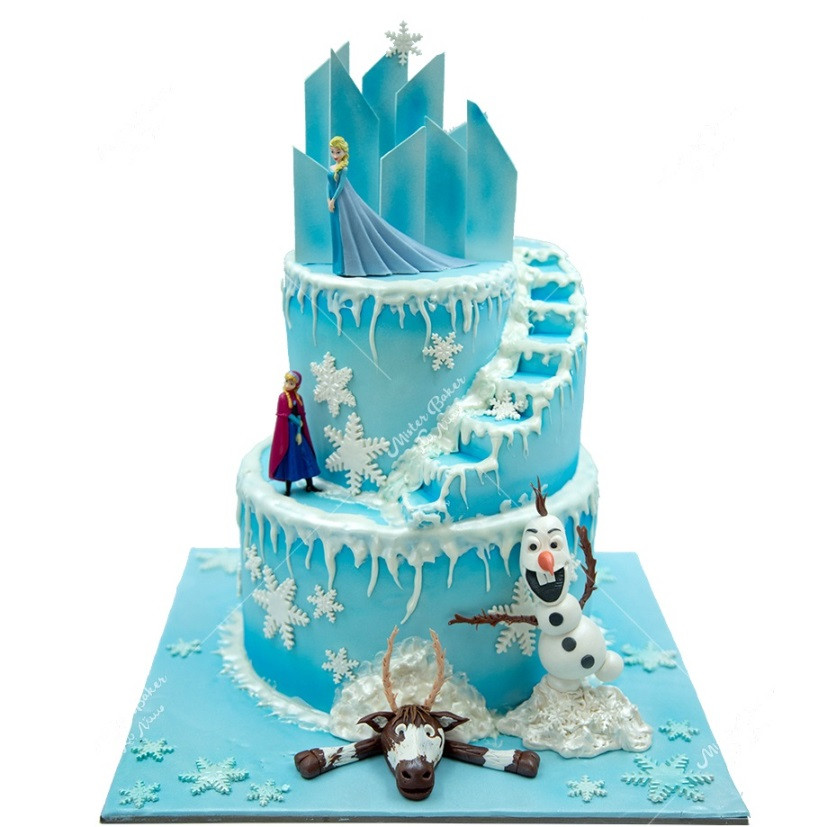 Elsa  Anna 2Tier Custom Cake  Kids Birthday Cake  Personalised Cake