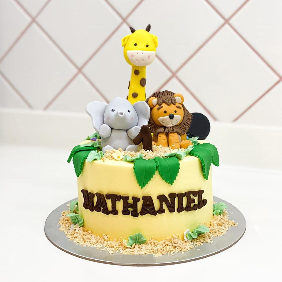 Jungle Themed Baby Shower Cake With Waterfall - CakeCentral.com