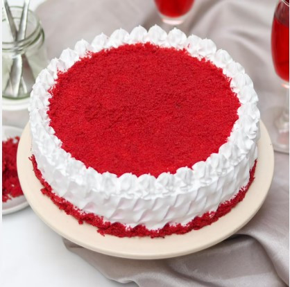 Red Velvet Heart Cream Anniversary Cake Half Kg