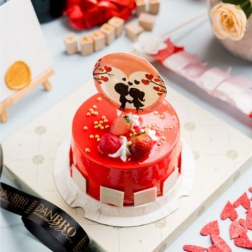 Fresh Fruit Cake Topped With Strawberries